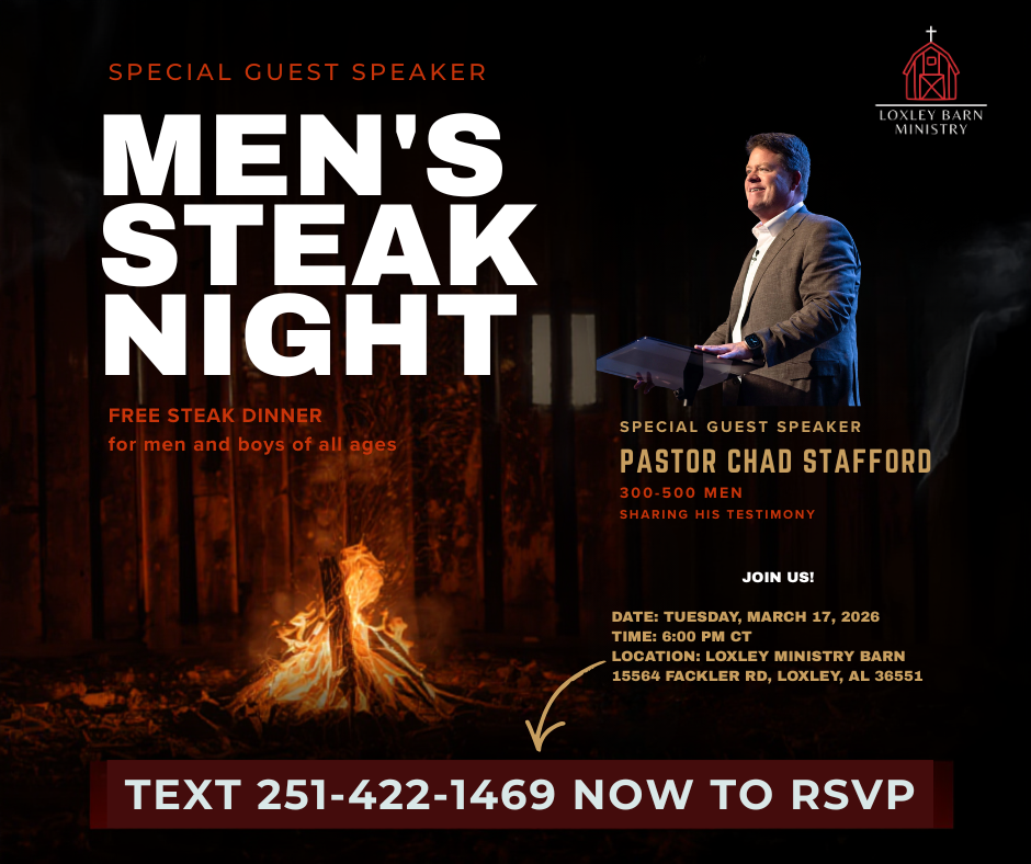 Loxley Barn Ministry flyer — Pastor Chad Stafford